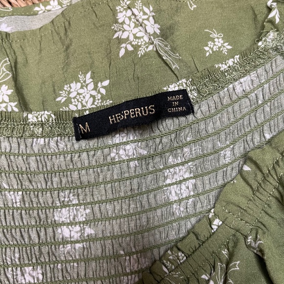 Heperus Green Floral Smocked Puff Sleeve Mini Dress – Size M - Picture 11 of 13